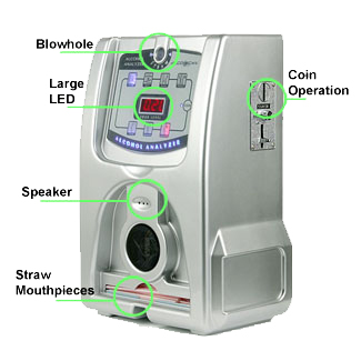 coin operated alcohol breathalyzer for bars, clubs and night clubs
